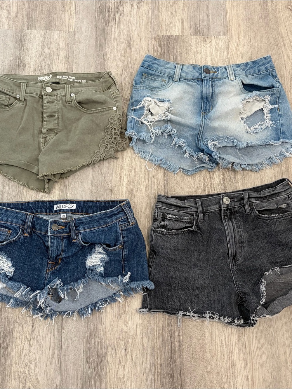 Lot Of 4 Micro Mini Shorts Women 29-30 Denim Daisy Duke Distressed Wildfox AE
